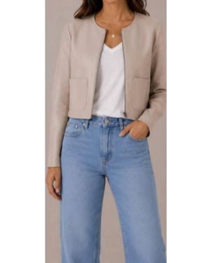 J. Society Vegan 2 Pocket Zip Crew Collarless Jacket - Blue