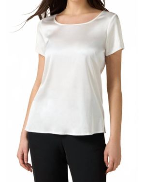 Oltre Short Sleeve Satin Blouse - White