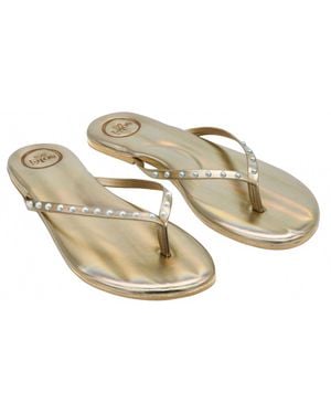 Solei Sea Indie Solid Metallic With Pearls Flip-Flop