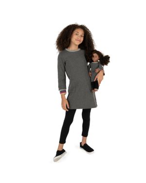 Leveret Girls And Matching Doll Sweat Dress - Black