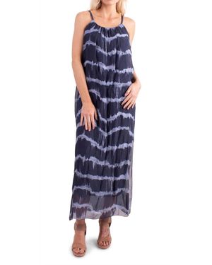 Gigi Moda Venus Tie Dye Silk Midi Dress - Blue