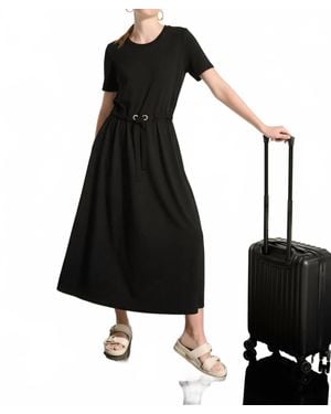 Joseph Ribkoff Jersey And Memory Fit & Flare Dress With Waist Detail - Black