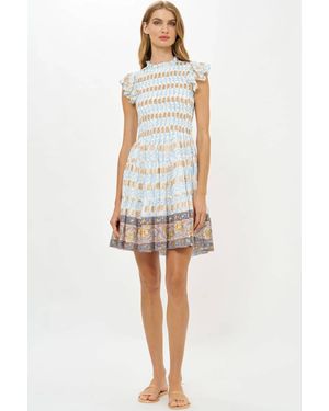 Oliphant Smocked Flirty Short Dress - White