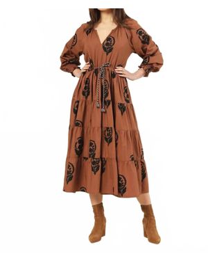 Omika Riviera Tiered Dress - Brown