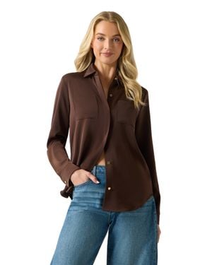Guess Ls Olinda Satin Blouse - Red
