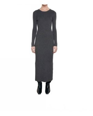 Enza Costa Silk Sweater Rib Crew Dress - Black