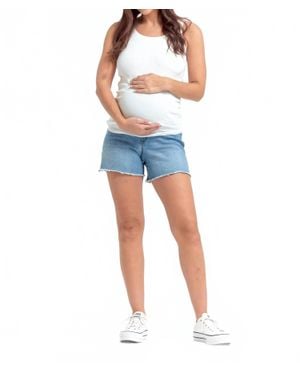 1822 Denim Jean Shorts With Bellyband - Blue