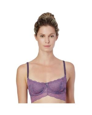 TRUEDAMES Longline Lace Demi Cup Bra - Purple