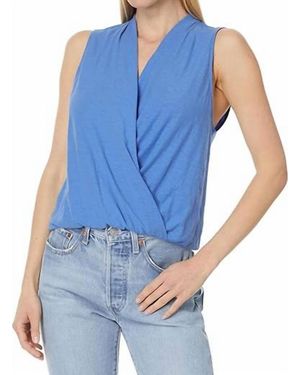Lilla P Sleeveless Faux Wrap Top - Blue