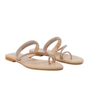 MC2 Saint Barth Cora Ring Sandals With Sparkling Rhinestones - White