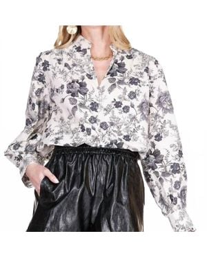 J joy Front Split Buttons Top - Gray