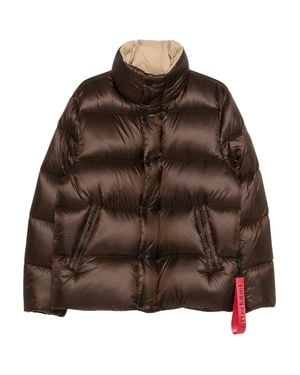 AFTER LABEL High-Neck Quilted Down Jacket - Brown