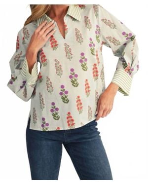 Jodifil Floral Band Neck Top - Natural