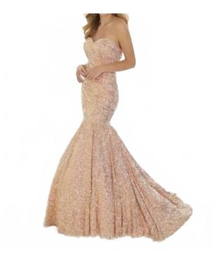 Christina Wu Strapless Sequin Mermaid Gown - Natural