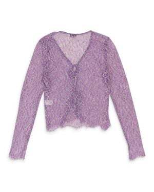 CALLIPYGIAN Lace Tie Blouse - Purple