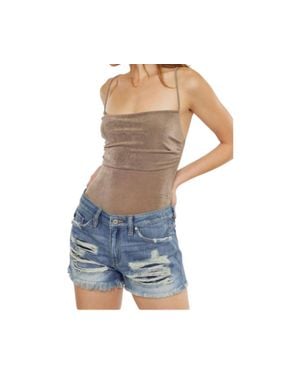 Kancan Boyfriend Mid Rise Denim Shorts - Blue