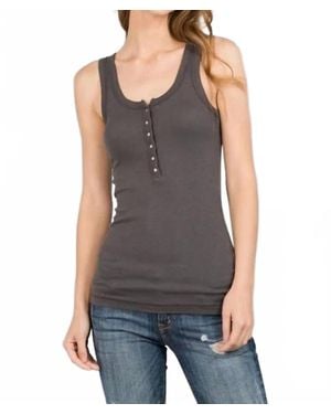Crown Jewel Hollywood Henley Tank Top - Gray