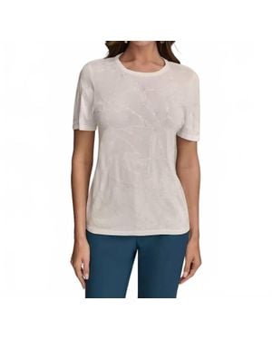 Donna Karan Short-Sleeve Sequin Detail Sweater - White