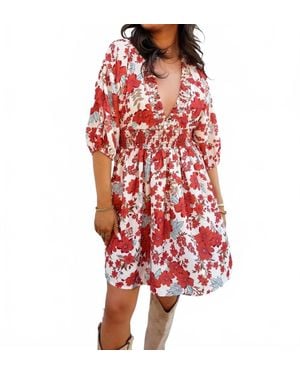 Kylie Paige Mayra Floral Mini Dress - Red