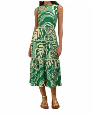 Adelyn Rae Alva Leaf Midi Dress - Green