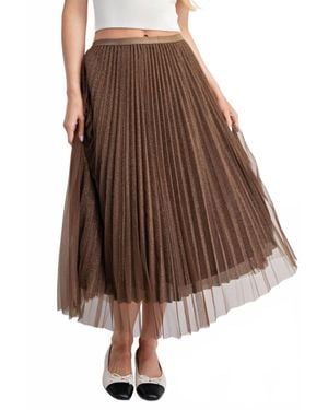 Eesome Glittery Midi Skirt - Brown
