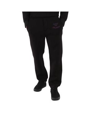 Emporio Armani Cornely Logo Embroidery Scuba-Fabric Sweatpants - Black