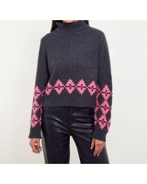 Isla Noah Geo Turtleneck Top - Blue