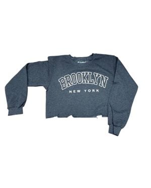 Prince Peter Brooklyn Varsity Cropped Pullover Sweatshirt - Blue