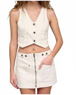 Hidden Jeans Western Zip Denim Skirt - White