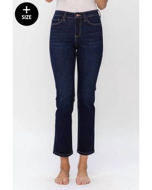 VERVET BY FLYING MONKEY High Rise Ankle Slim Straight Jeans - Blue