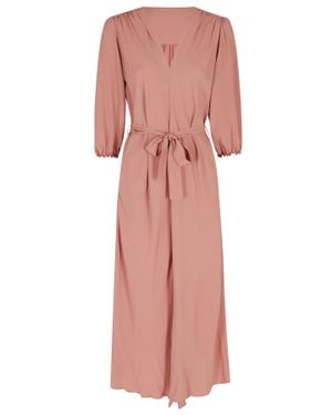 Seventy Belted Three-Quarter Sleeves Viscose-Blend Midi Dress - Pink
