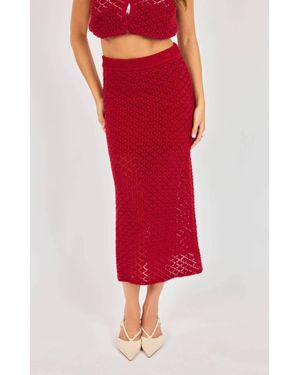 Sadie & Sage Venus Knit Midi Skirt - Red