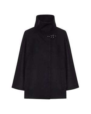Fay Funnel Neck Wool Coat - Blue