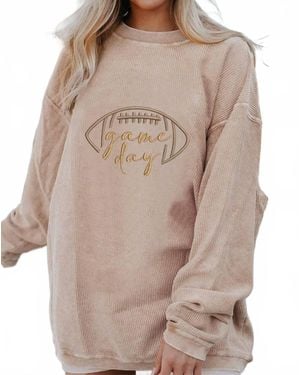 Lovesoft Game Day Embroidered Sweatshirt - Natural