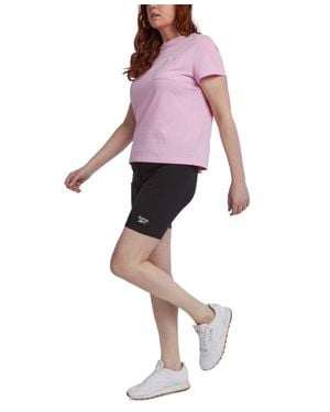 Reebok Bike Shorts Cotton Stretch Identity Logo Elastic Waist Fts404 - Pink