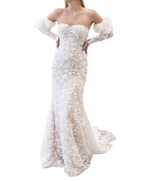 Watters Cecilia Detachable Sleeve Lace Wedding Dress - White
