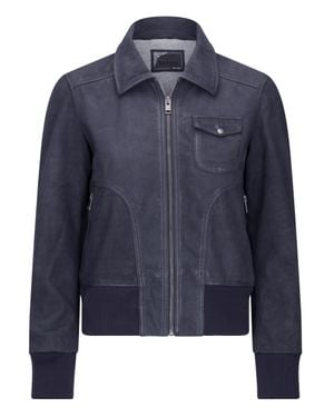 TruClothing Leather Bomber Jacket - Blue