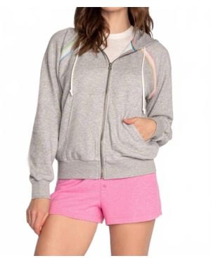 Pj Salvage Neon Stripes Hoodie Jacket - Gray
