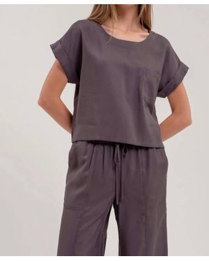 Blu Pepper Short Cuff Sleeve Top - Purple