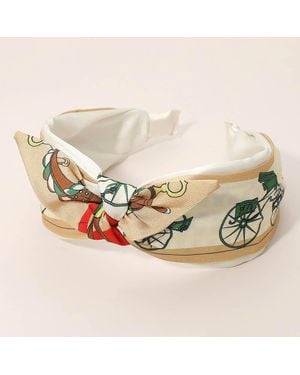 Fashnzfab Equestrian Pattern Printed Knot Headband - Metallic