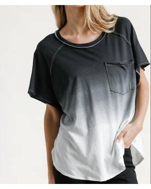 Umgee Dip Dye Raw Edged Top - Black