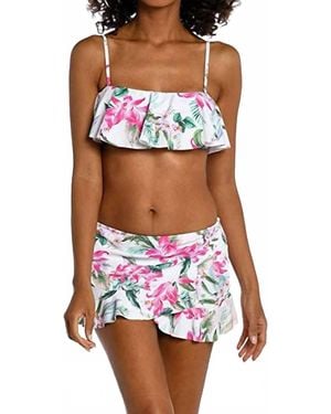 La Blanca Mystic Palms Ruffle Bandeau Swim Top - Brown
