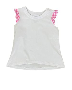Azarhia Kids' Ruffle Gingham Sleeve Shirt - White