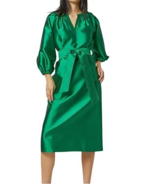 ANN MASHBURN Trapunto Blouson Dress - Green