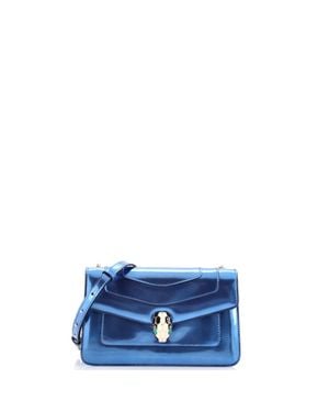 BVLGARI Serpenti Forever Shoulder Bag Metallic Leather - Blue