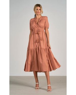 Elan Short Sleeve Midi Dress - Pink
