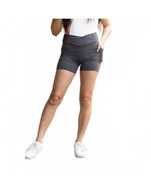 Julia Rose Caleigh Crossover Biker Shorts - Blue