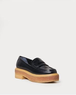 Loeffler Randall Spazzolato Leather Platform Loafers - Blue