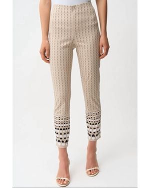 Joseph Ribkoff Geometric Patterned Slim Trouser Pant - Natural
