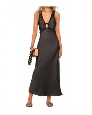 Heartloom Arlington Ruffle Trim Silk Dress - Black